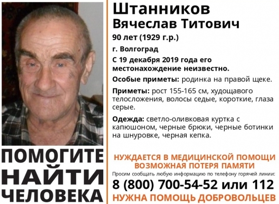 В Волгограде уже месяц ищут пропавшего без вести 90-летнего пенсионера